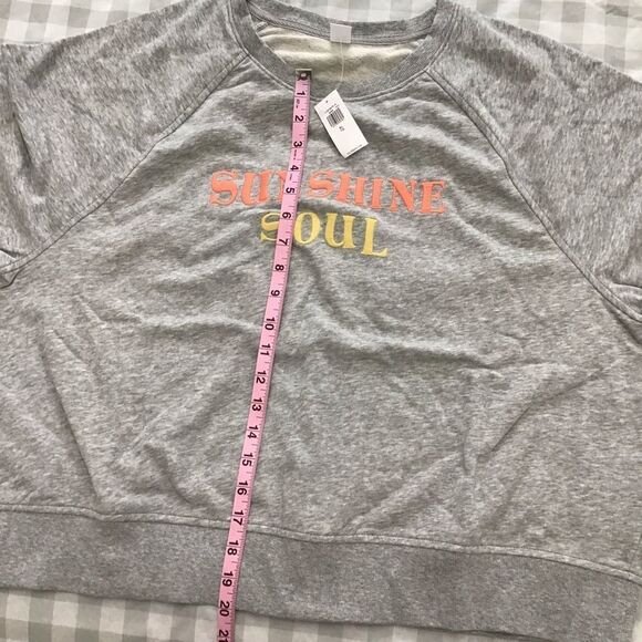 Boxy 𝅺RETRO crop Short sleeves fleece sweater summer Old Navy graphic yellow XL - Picture 5 of 9